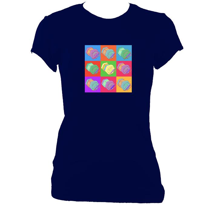 update alt-text with template Warhol style Anglo Concertina Ladies Fitted T-shirt - T-shirt - Navy - Mudchutney