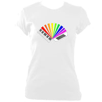 update alt-text with template Rainbow Piano Accordion Ladies Fitted T-shirt - T-shirt - White - Mudchutney