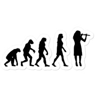 Evolution of Female Flute Player Sticker