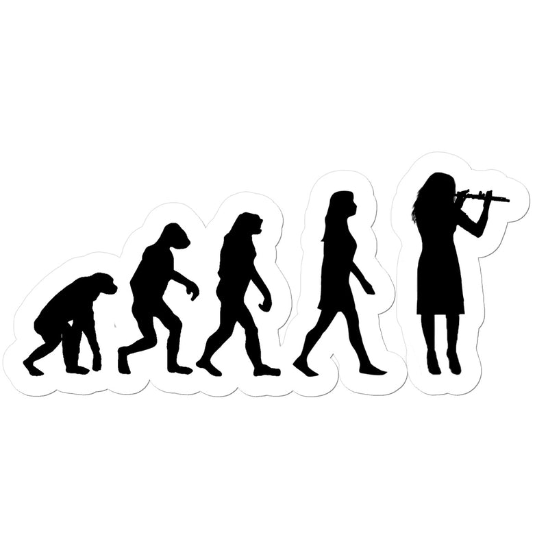 Evolution of Female Flute Player Sticker