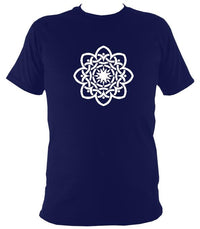 Inter-woven Celtic Flower T-shirt - T-shirt - Navy - Mudchutney