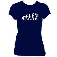 update alt-text with template Evolution of Accordion Players Ladies Fitted T-shirt - T-shirt - Navy - Mudchutney