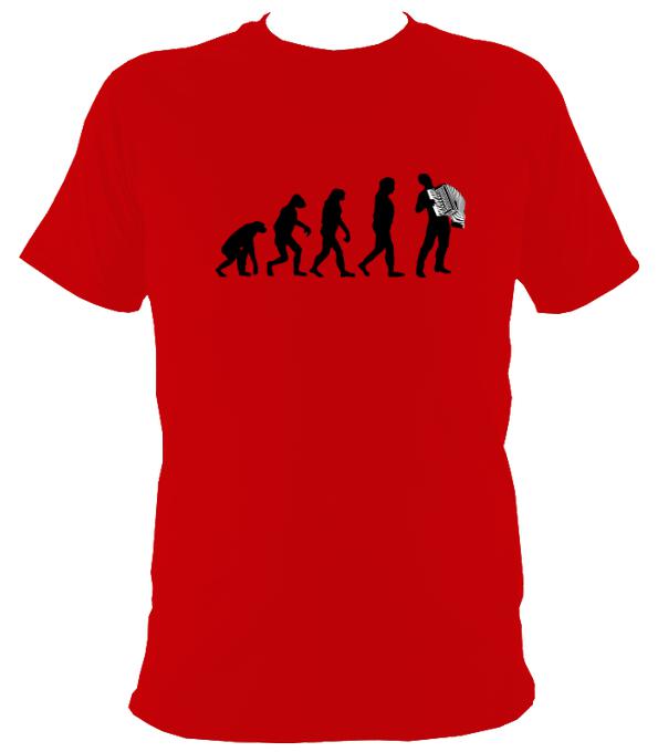 Evolution of Accordion Players T-shirt - T-shirt - Red - Mudchutney