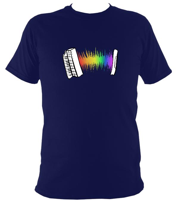 Rainbow Sound Wave Piano Accordion T-shirt - T-shirt - Navy - Mudchutney