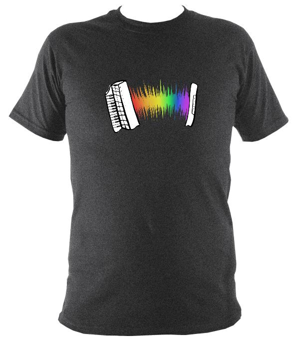 Rainbow Sound Wave Piano Accordion T-shirt - T-shirt - Dark Heather - Mudchutney