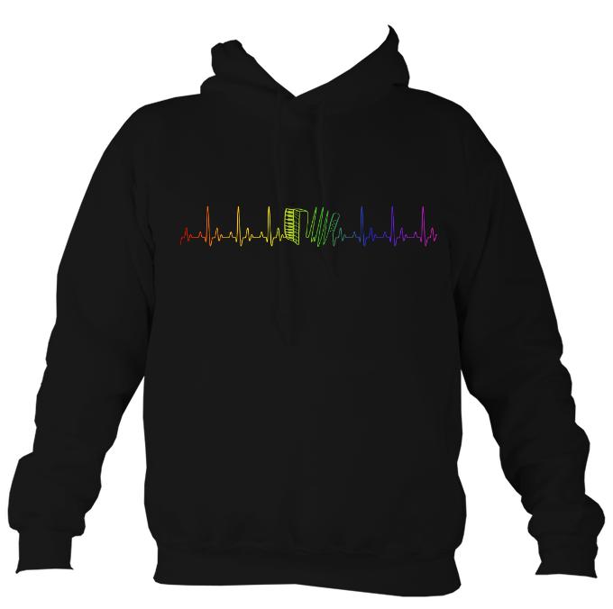 Heartbeat Rainbow Accordion Hoodie-Hoodie-Jet black-Mudchutney