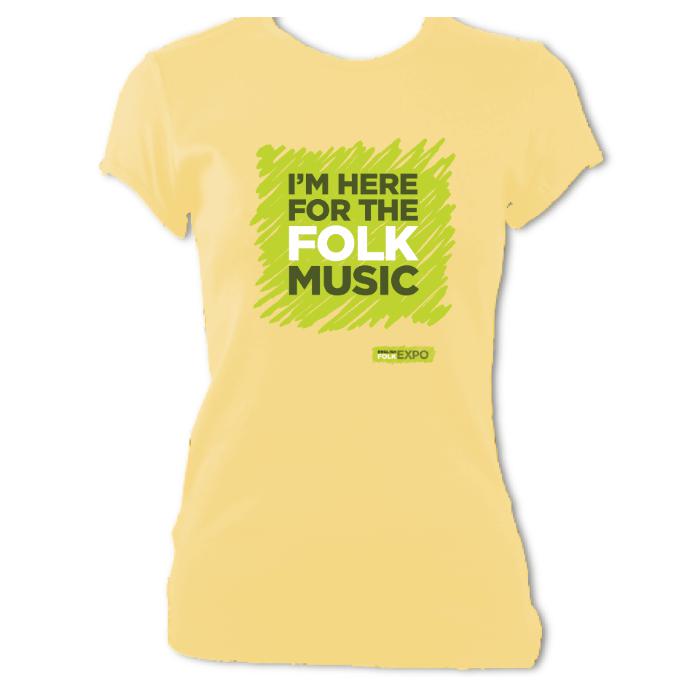 update alt-text with template "I'm Here For The Folk Music" Ladies Fitted T-Shirt - T-shirt - Daisy - Mudchutney