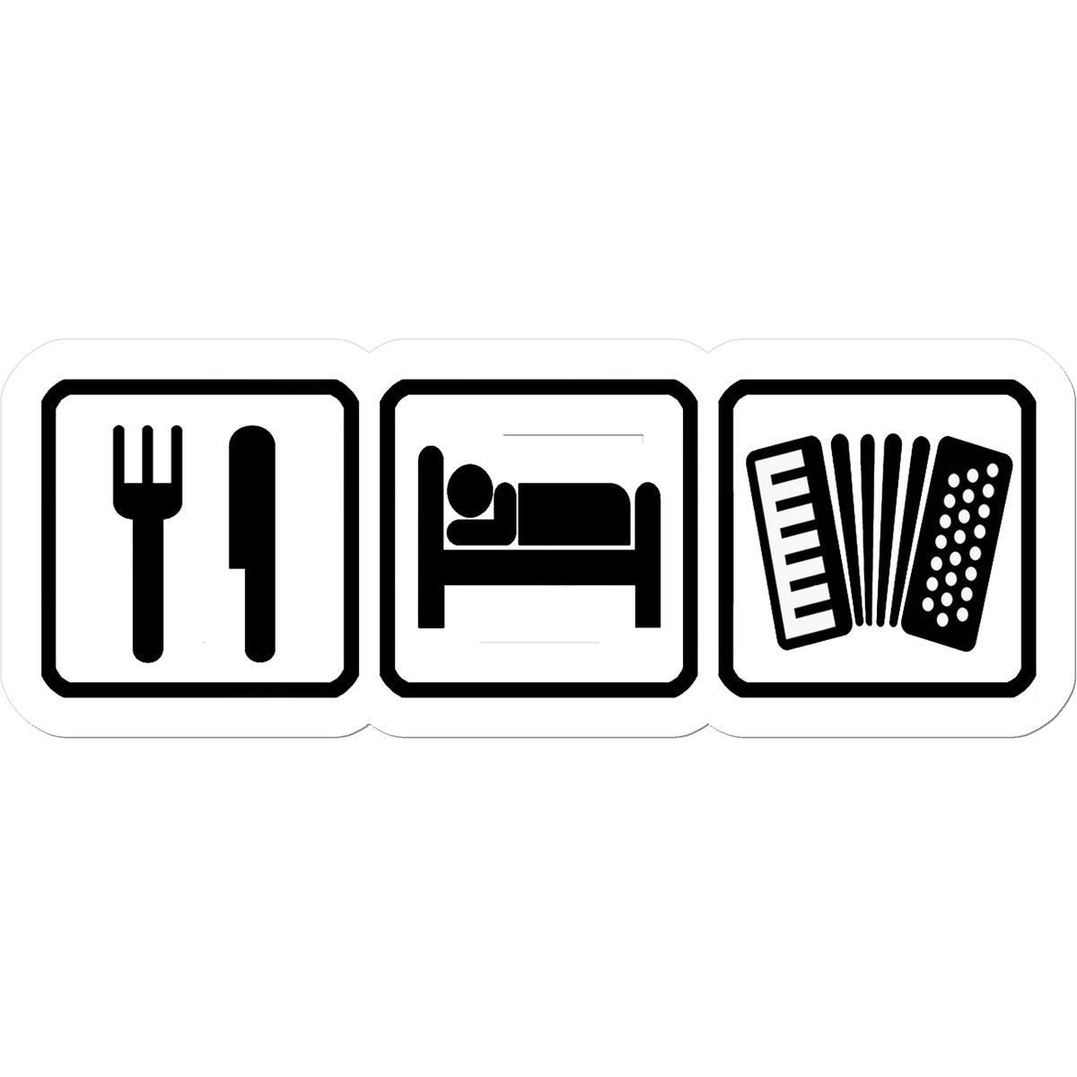 Eat Sleep & Play Accordion Sticker