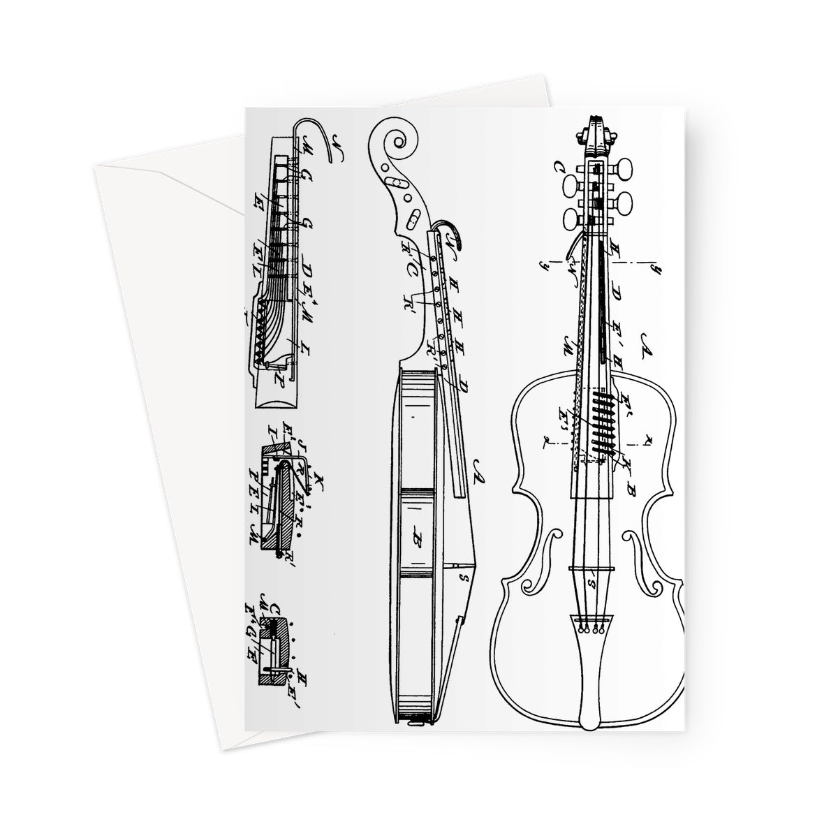 Fiddle Patent Greeting Card