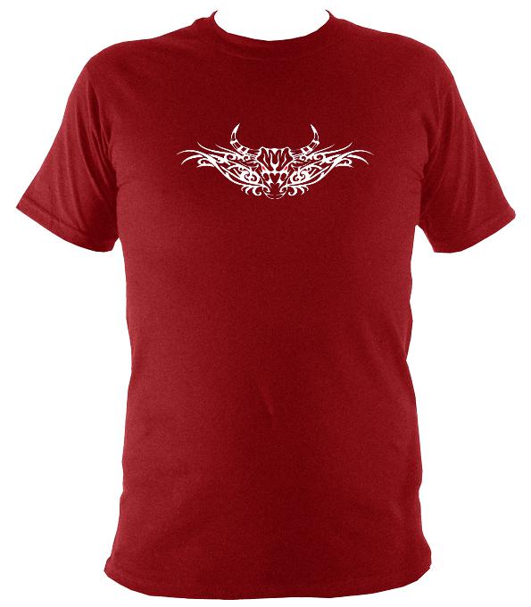 Tribal Bull T-shirt - T-shirt - Antique Cherry Red - Mudchutney