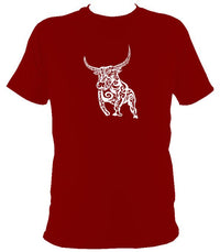 Tribal Bull T-shirt - T-shirt - Cardinal Red - Mudchutney