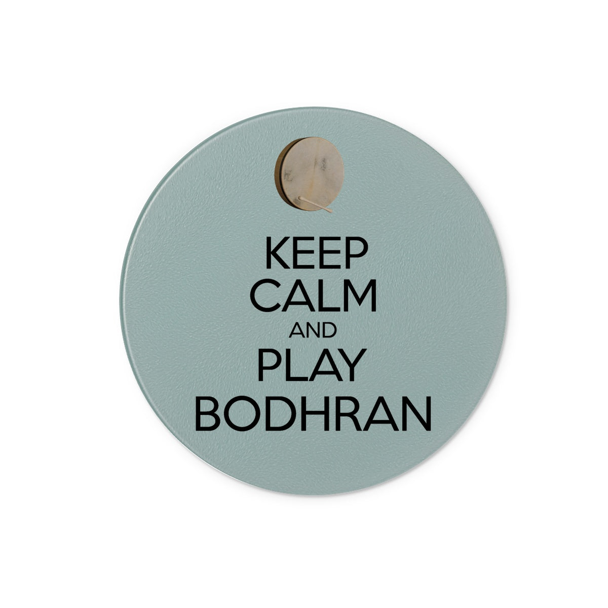 Keep Calm & Play Bodhran Glass Chopping Board