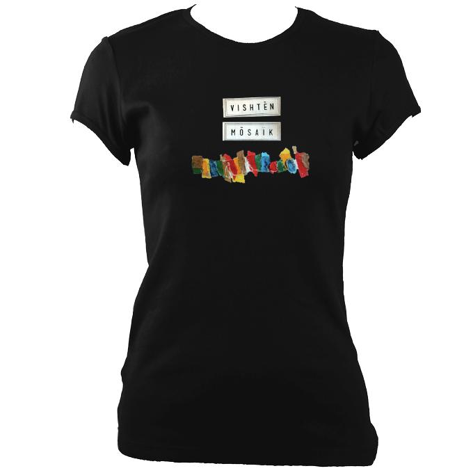 update alt-text with template Vishtèn "Mosaic" Ladies Fitted T-Shirt - T-shirt - Black - Mudchutney
