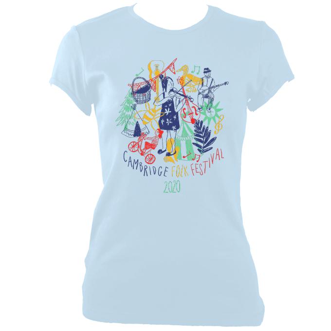 update alt-text with template Cambridge Folk Festival - Design 9 - Women's Fitted T-shirt - T-shirt - Light Blue - Mudchutney