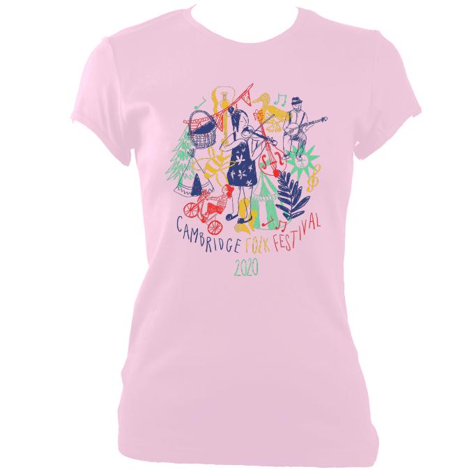 update alt-text with template Cambridge Folk Festival - Design 9 - Women's Fitted T-shirt - T-shirt - Light Pink - Mudchutney
