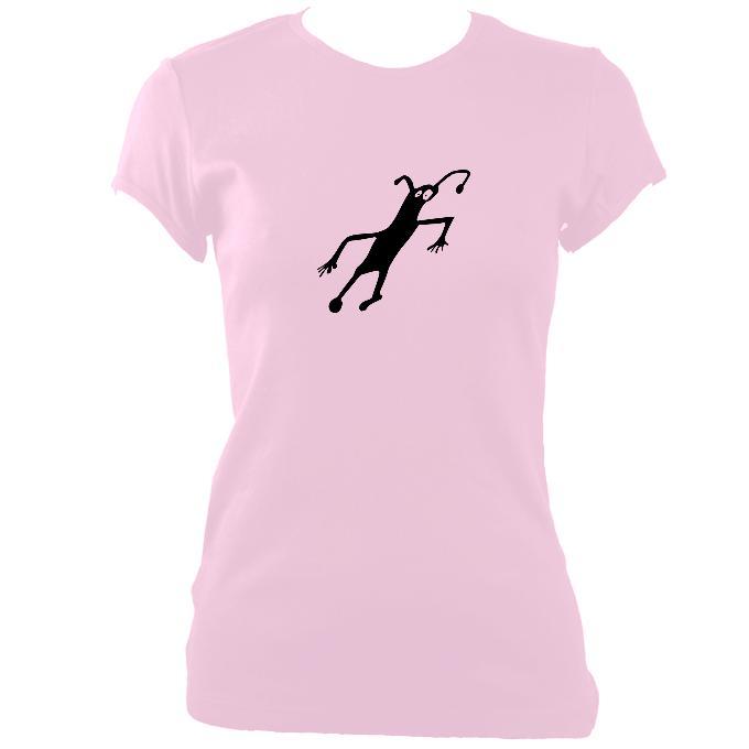 update alt-text with template Caveman Painting Ladies Fitted T-shirt - T-shirt - Light Pink - Mudchutney