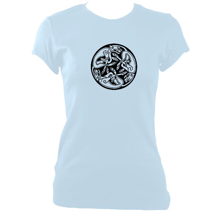 update alt-text with template Celtic Animals Ladies Fitted T-shirt - T-shirt - Light Blue - Mudchutney