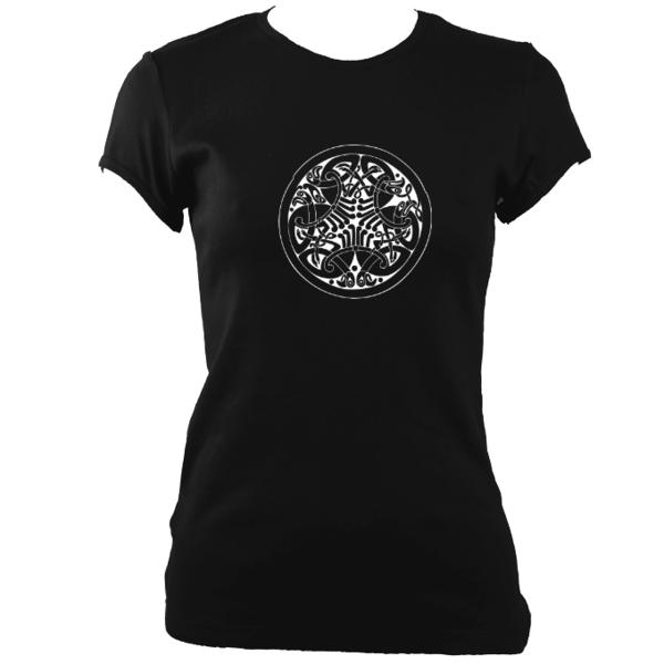 update alt-text with template Celtic Birds Ladies Fitted T-shirt - T-shirt - Black - Mudchutney