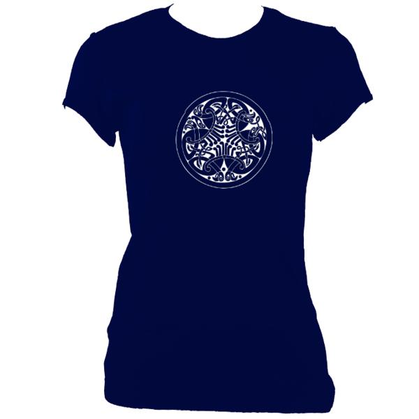 update alt-text with template Celtic Birds Ladies Fitted T-shirt - T-shirt - Navy - Mudchutney