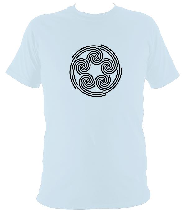 Modern Celtic Five Spirals T-shirt - T-shirt - Light Blue - Mudchutney