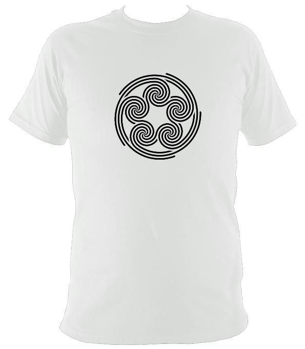 Modern Celtic Five Spirals T-shirt - T-shirt - White - Mudchutney