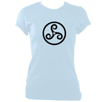 update alt-text with template Celtic Triple Spiral Ladies Fitted T-shirt - T-shirt - Light Blue - Mudchutney