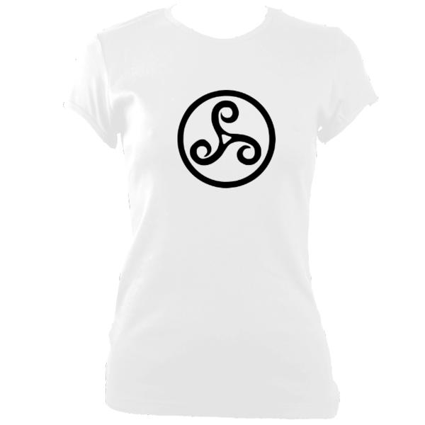 update alt-text with template Celtic Triple Spiral Ladies Fitted T-shirt - T-shirt - White - Mudchutney