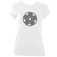update alt-text with template Celtic Five Spiral Ladies Fitted T-shirt - T-shirt - White - Mudchutney