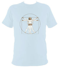 Da Vinci Vitruvian Man Playing Concertina T-Shirt - T-shirt - Light Blue - Mudchutney