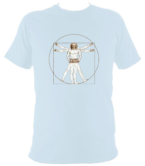 Da Vinci Vitruvian Man Playing Concertina T-Shirt - T-shirt - Light Blue - Mudchutney