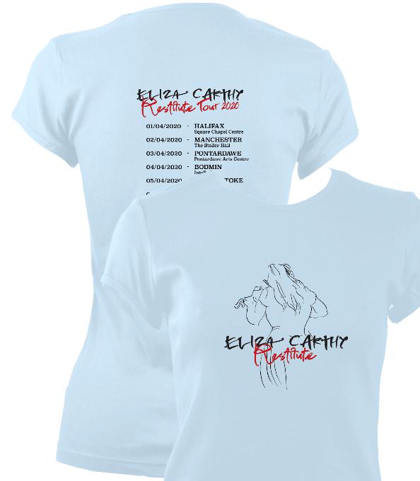 update alt-text with template Eliza Carthy Restitute Tour 2020 Ladies Fitted T-shirt - T-shirt - Light Blue - Mudchutney