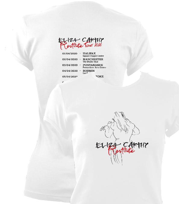 update alt-text with template Eliza Carthy Restitute Tour 2020 Ladies Fitted T-shirt - T-shirt - White - Mudchutney
