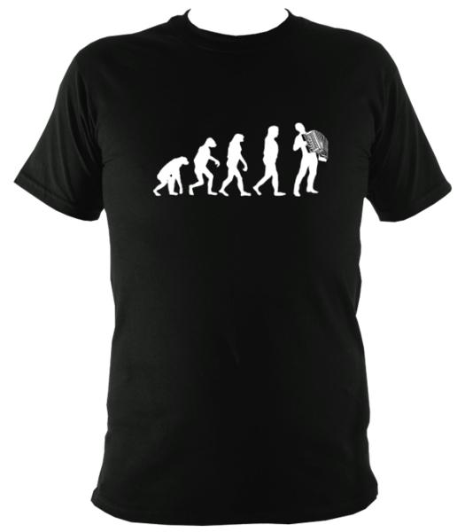 Evolution of Accordion Players T-shirt - T-shirt - Black - Mudchutney