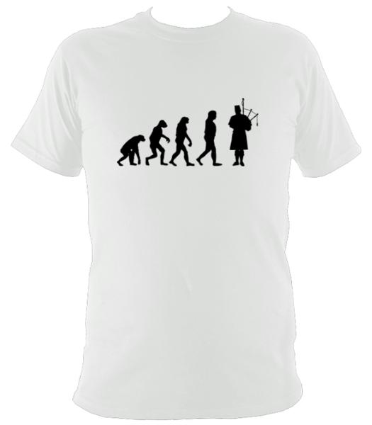 Evolution of Bagpipe Players T-shirt - T-shirt - White - Mudchutney