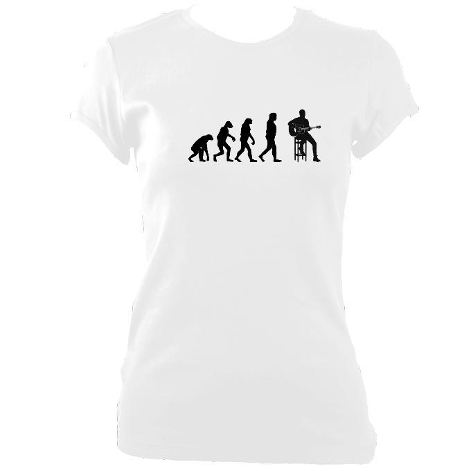 update alt-text with template Evolution of Guitar Players Ladies Fitted T-shirt - T-shirt - White - Mudchutney