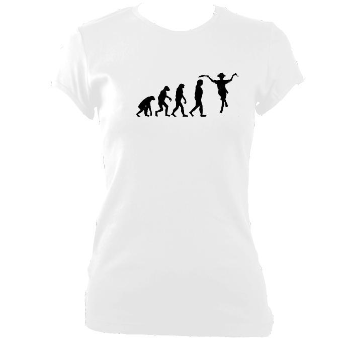 update alt-text with template Evolution of Morris Dancers Ladies Fitted T-shirt - T-shirt - White - Mudchutney
