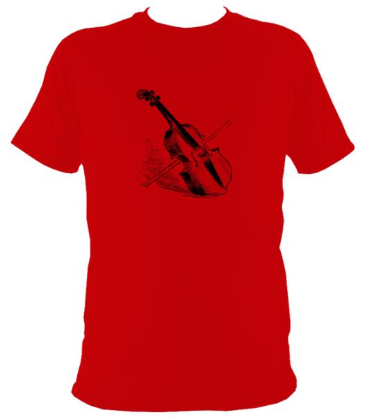 Fiddle / Violin Sketch T-shirt - T-shirt - Red - Mudchutney