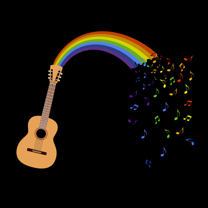 update alt-text with template Rainbow Guitar Spouting Music Ladies Fitted T-shirt - T-shirt - Black - Mudchutney