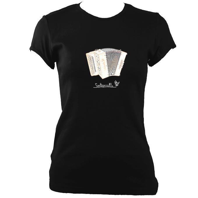 update alt-text with template Ladies Fitted Saltarelle Bouebe T-shirt - T-shirt - Black - Mudchutney