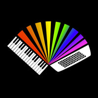 update alt-text with template Rainbow Piano Accordion Ladies Fitted T-shirt - T-shirt - Black - Mudchutney