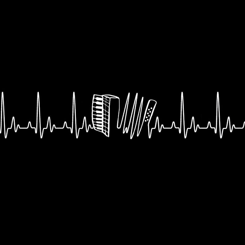 update alt-text with template Heartbeat Accordion Ladies Fitted T-shirt - T-shirt - Black - Mudchutney
