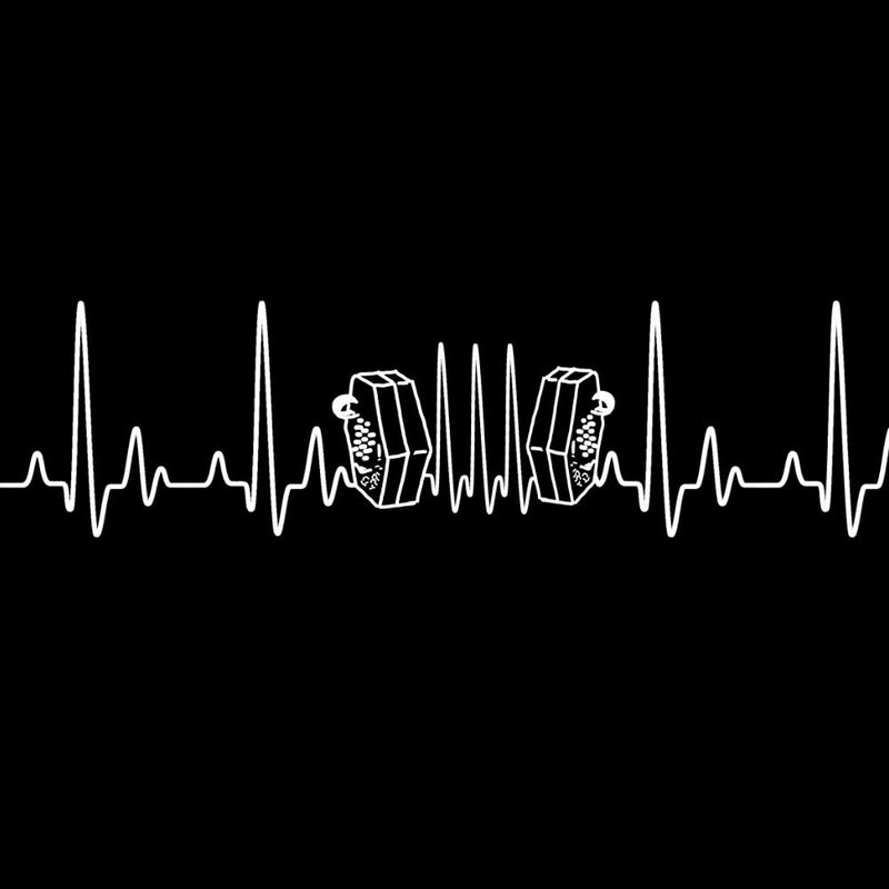 update alt-text with template Heartbeat Concertina Ladies Fitted T-shirt - T-shirt - Black - Mudchutney