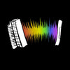 update alt-text with template Rainbow Sound Wave Piano Accordion Fitted T-shirt - T-shirt - Black - Mudchutney