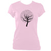 update alt-text with template Musical Notes Tree Ladies Fitted T-shirt - T-shirt - Light Pink - Mudchutney