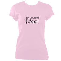 update alt-text with template "Set yourself free" Fitted T-shirt - T-shirt - Light Pink - Mudchutney