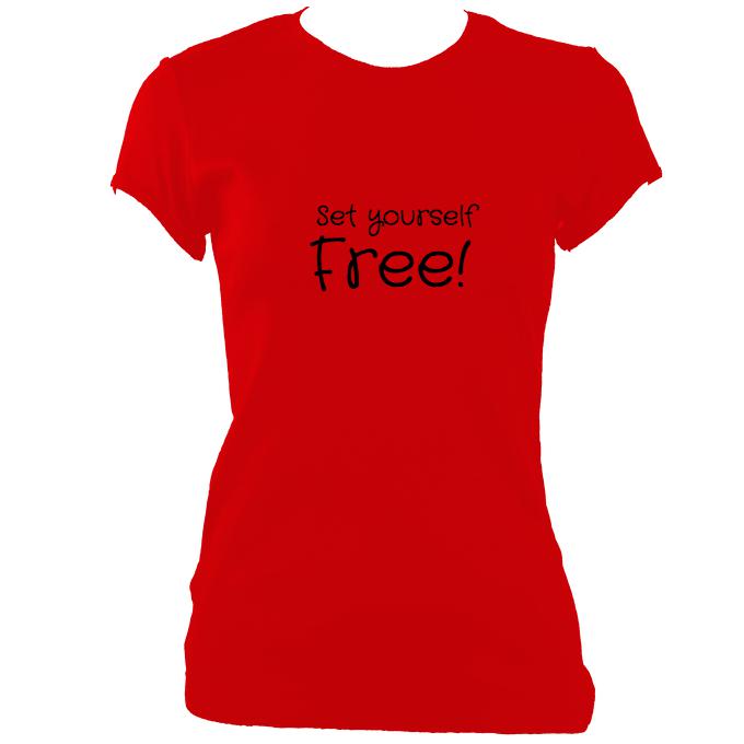 update alt-text with template "Set yourself free" Fitted T-shirt - T-shirt - Red - Mudchutney