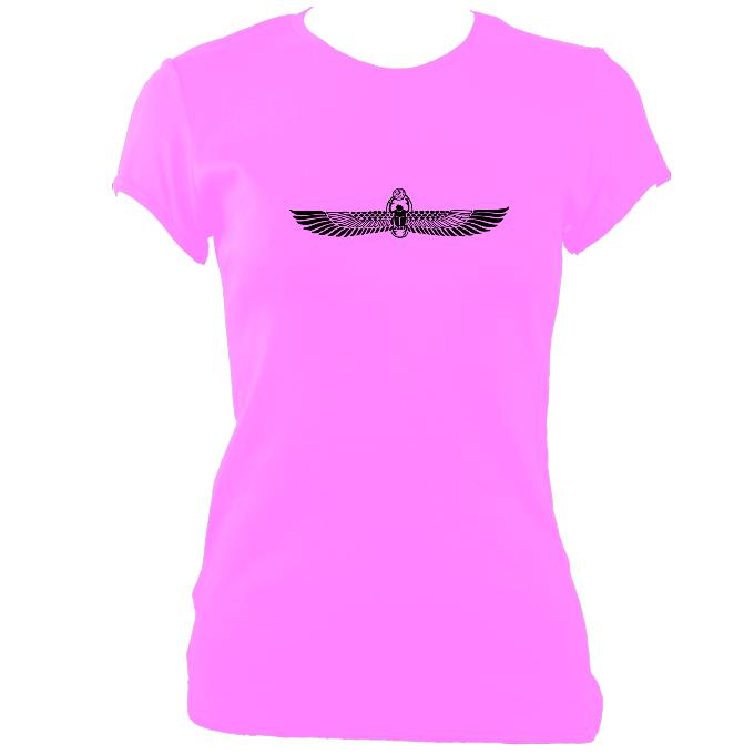 update alt-text with template Winged Scarab Fitted T-Shirt - T-shirt - Azalea - Mudchutney