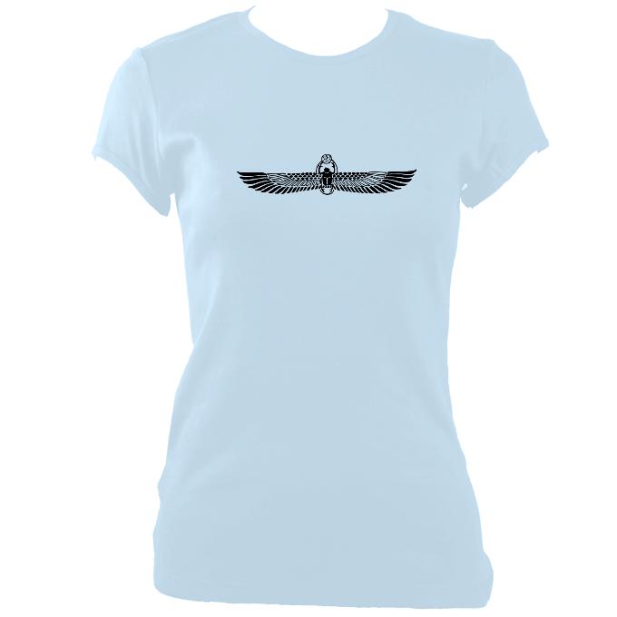 update alt-text with template Winged Scarab Fitted T-Shirt - T-shirt - Light Blue - Mudchutney