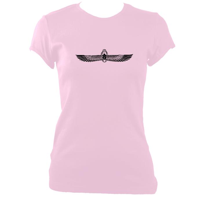 update alt-text with template Winged Scarab Fitted T-Shirt - T-shirt - Light Pink - Mudchutney
