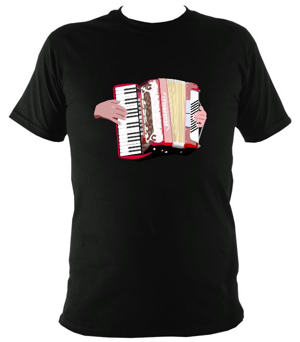 Piano Accordion and Hands T-Shirt - T-shirt - Black - Mudchutney